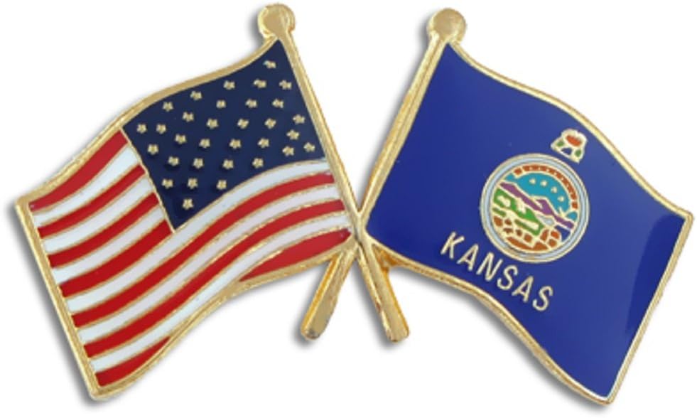 PinMart USA Crossed Friendship American Flag Pin – Gold-Colored Plated Enamel – Clutch Back – Ideal for Events, Awards, Gifts – Durable, Individually Bagged