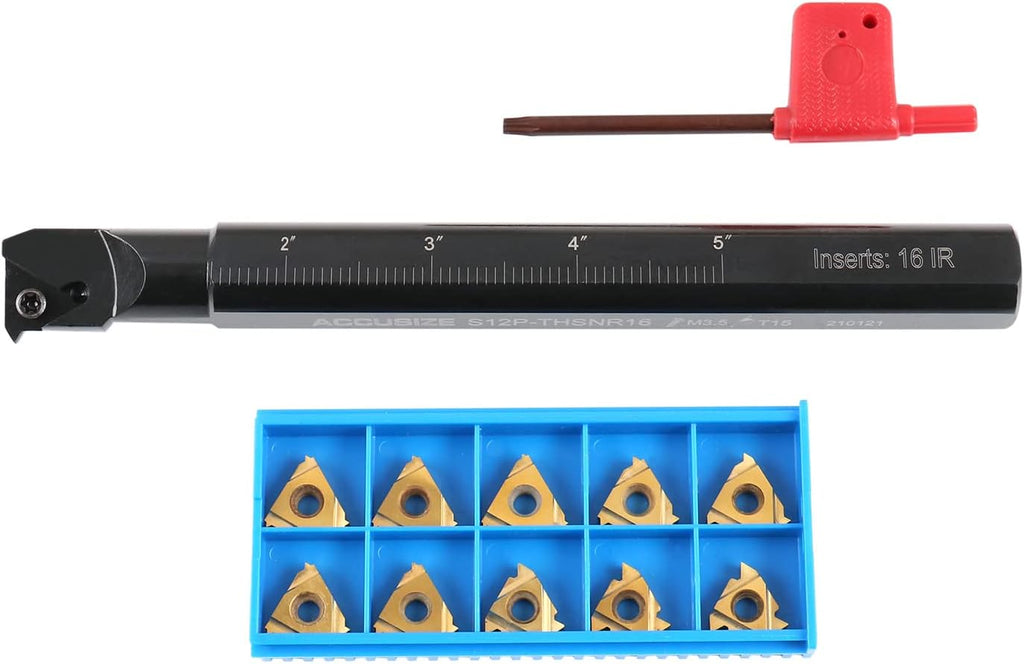 Accusize Industrial Tools 3/4'' Shank Indexable Thread Tool Set, 12Pcs Un Internal Thread Right, 0028-0284