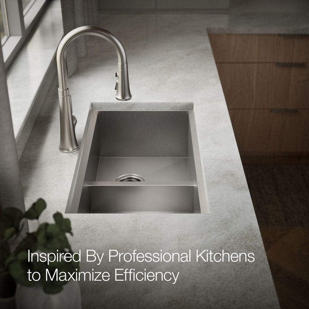 KOHLER 80085-1PC-NA Task™ 33' Smart Divide Top-/Undermount Double-Bowl Workstation Kitchen Sink, Includes Workstation Sink Accessories, Stainless Steel, 1 Faucet Hole