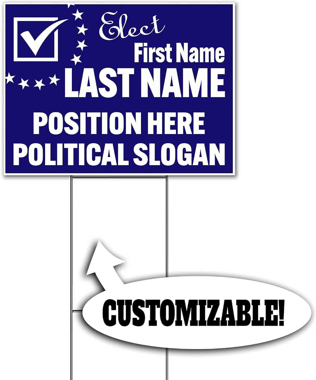 Elect Name Position Political Customizable (18' x 24') Yard Sign, Quantity Discounts, Multi-Packs, Includes Metal Step Stake, Bandit, New, Advertising, USA