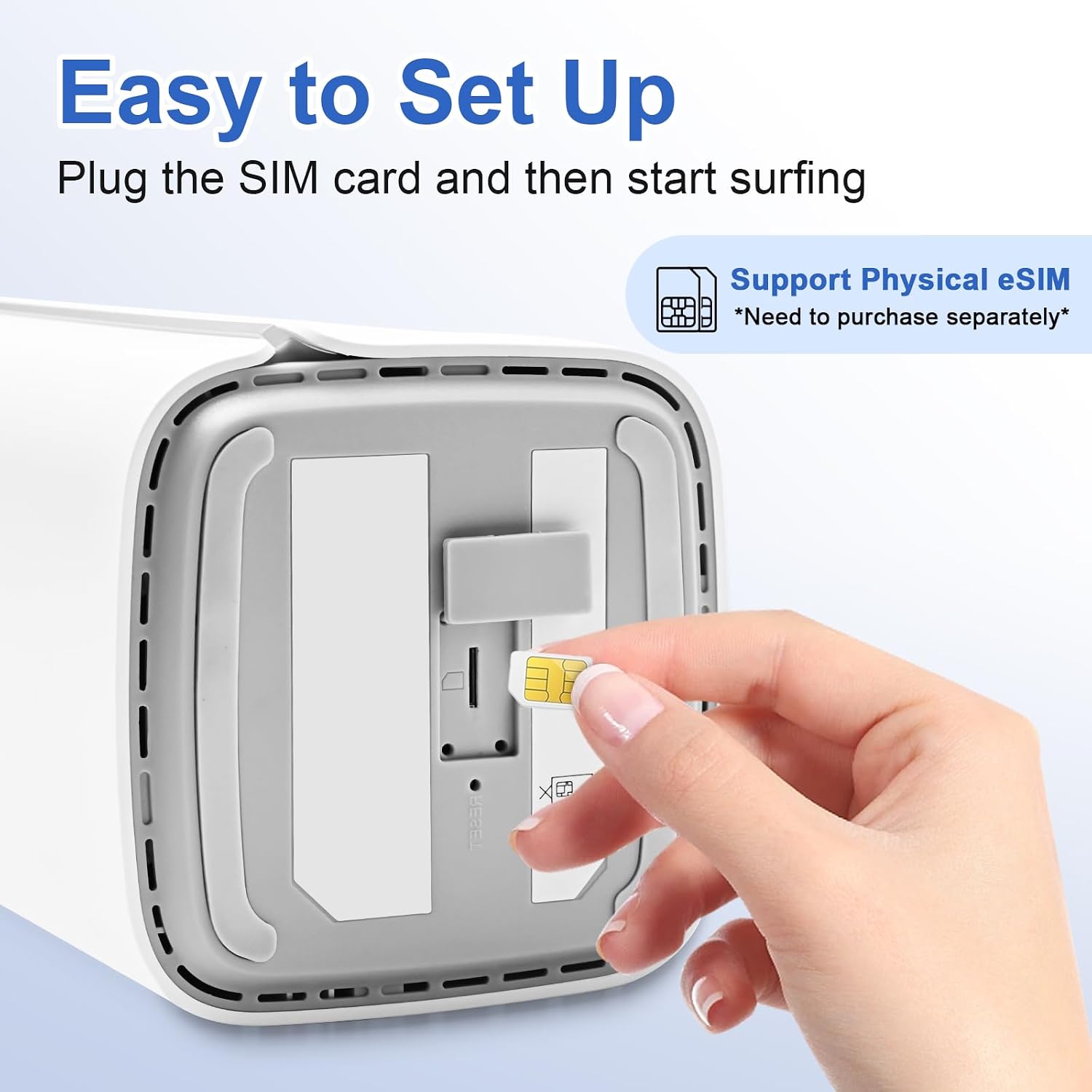 5G WiFi 6 Router with SIM Card Slot,AX1800Mbps Dual Band,Built-in Mesh for Whole Home Coverage,NSA/SA Modem for Home Office,Plug Play, No Cable Needed