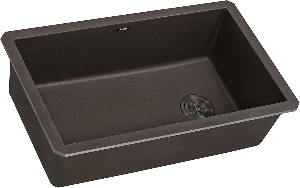 Ruvati 32 x 19 inch epiGranite Undermount Granite Composite Quartz Single Bowl Kitchen Sink - Espresso Brown - RVG2033ES