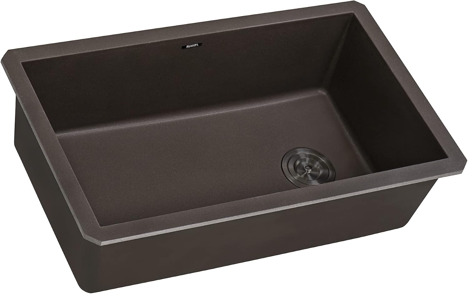 Ruvati 32 x 19 inch epiGranite Undermount Granite Composite Quartz Single Bowl Kitchen Sink - Espresso Brown - RVG2033ES