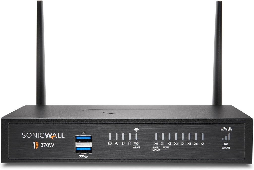 SonicWall TZ370W Wireless SecureUpgradePlus | 2YR Advanced Edition | TZ370W Gen7 Firewall with 2 Year Advanced Protection Service Suite | SMB Unit with SD-WAN and Malware Protection (02-SSC-6834)