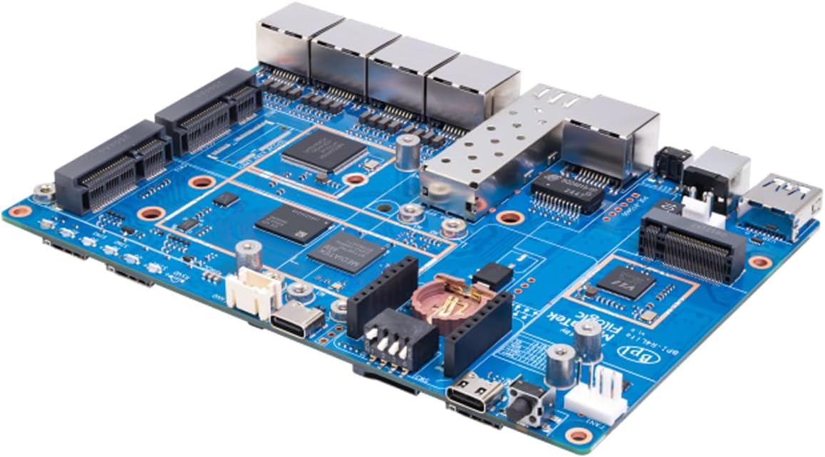 Banana Pi BPI-R4 Lite WiFi 7 Router Dev Board Kit OpenWRT - MediaTek MT7987A SoC - 2GB DDR4 RAM 8GB eMMC, 1x 2.5G SFP RJ45 WAN, 4X GbE Gigabit Ethernet for NAS Smart Home Gateway (2GB, Bundle1)