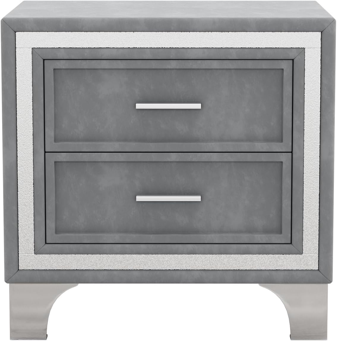 VilroCaz Elegant Velvet Design 3-Pieces Bedroom Sets, Modern Queen Size Platform Bed with 2 Nightstands, Bedside Table, Rivet Design Tufted Headboard