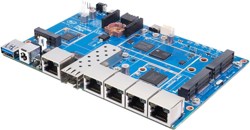 Banana Pi BPI-R4 Lite WiFi 7 Router Dev Board Kit OpenWRT - MediaTek MT7987A SoC - 2GB DDR4 RAM 8GB eMMC, 1x 2.5G SFP RJ45 WAN, 4X GbE Gigabit Ethernet for NAS Smart Home Gateway (2GB, Bundle1)