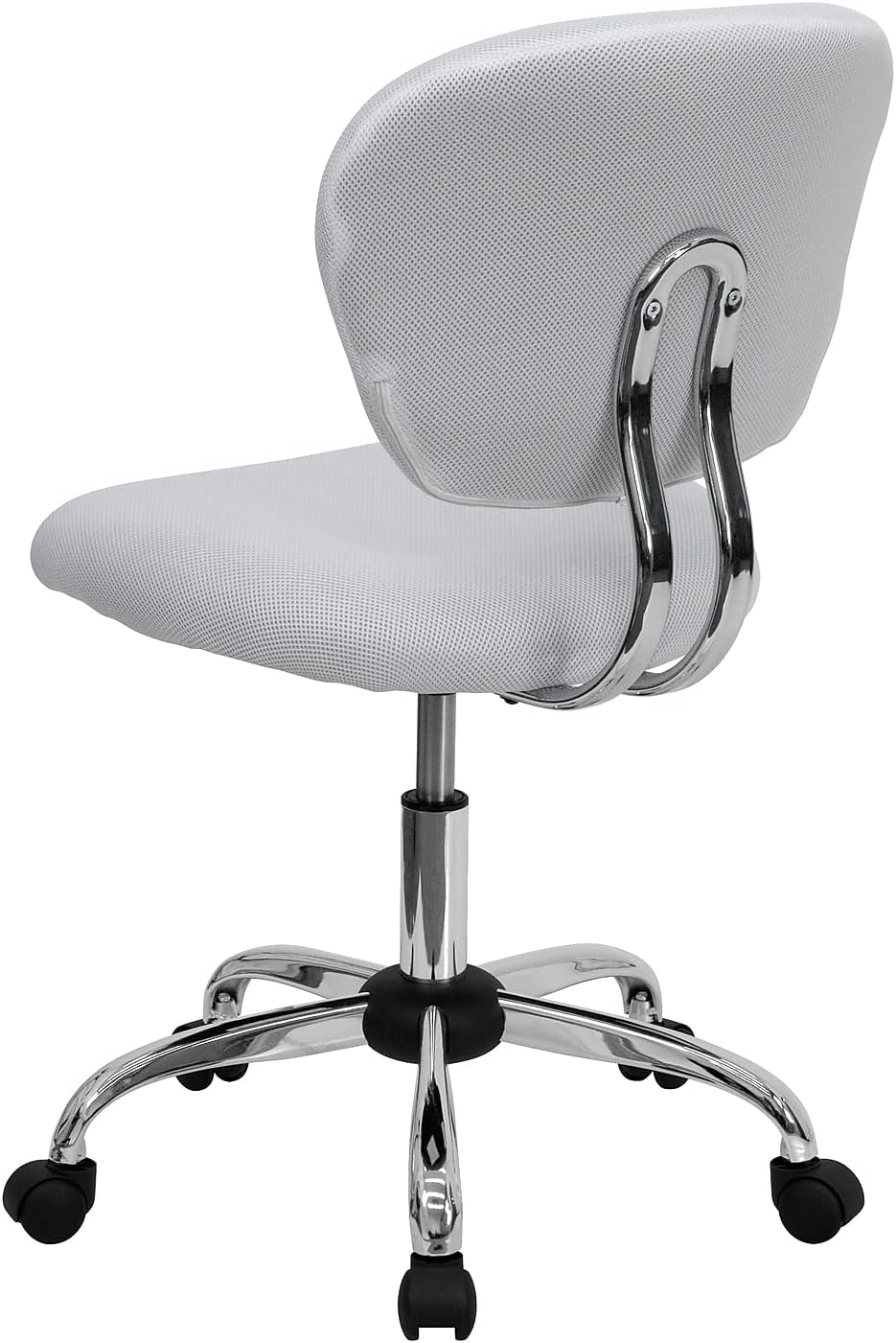 Flash Furniture Beverly Mid-Back White Mesh Padded Swivel Task Office Chair with Chrome Base