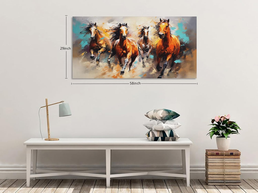 Wall Art Canvas Painting Running Horse 1 Piece Symbolizes Success and Power Abstract Artistic Background Picture Poster Print Framed and Stretched Ready to Hang for Living Room Bedroom