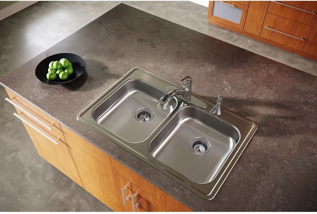 Elkay Dayton Stainless Steel 33' x 21-1/4' x 5-3/8', 2-Hole Equal Double Bowl Drop-in Sink