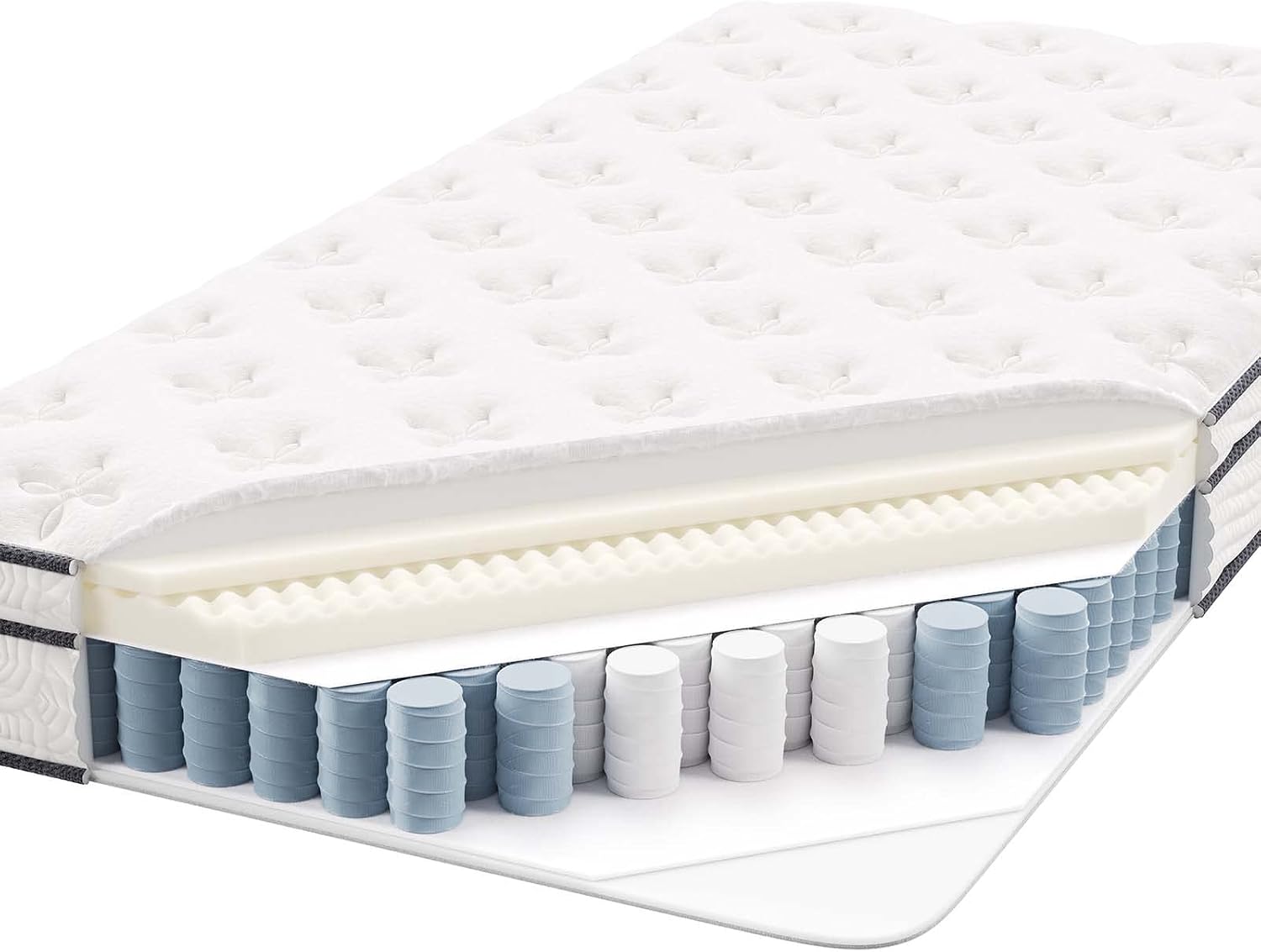 Modway Jenna 8' Innerspring and Memory Foam Twin Mattress With Individually Encased Coils, White