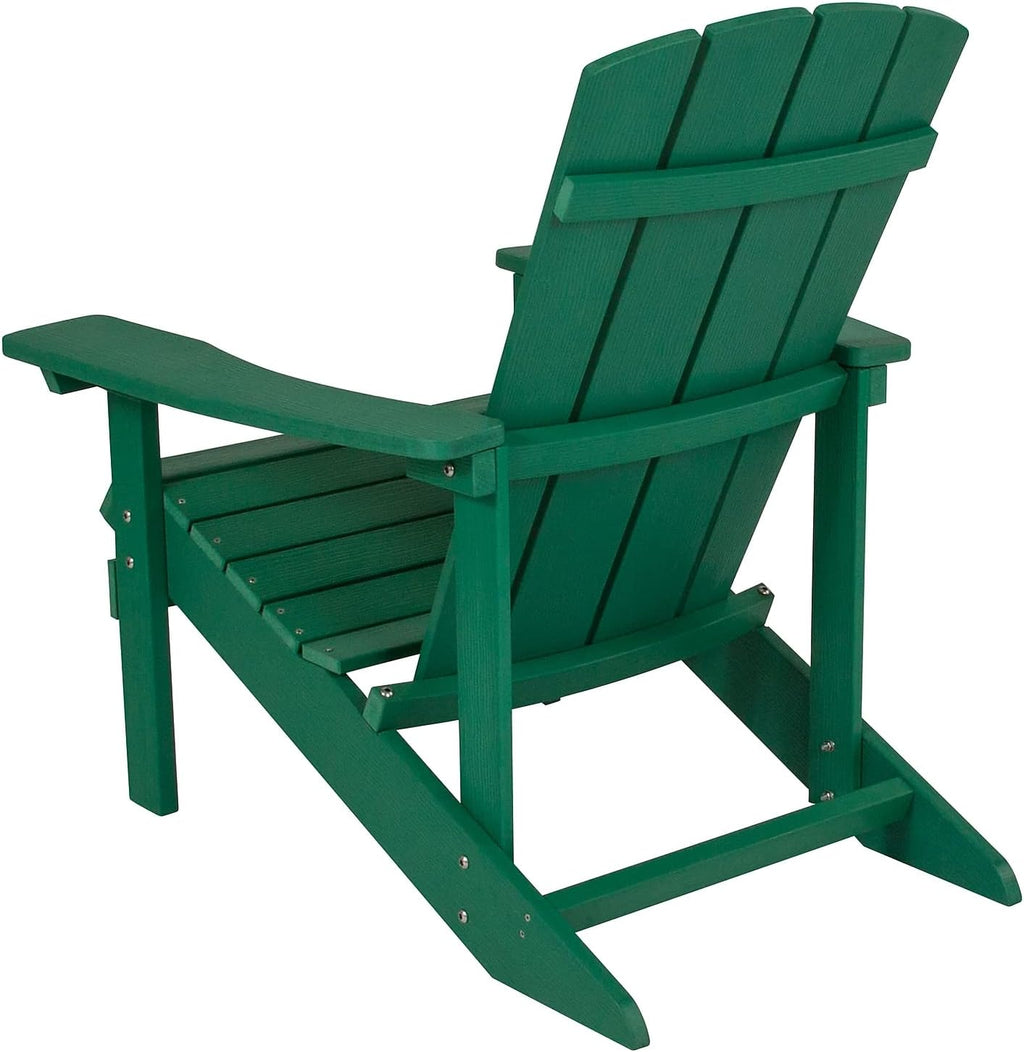 Flash Furniture Charlestown Commercial Grade Indoor/Outdoor Adirondack Chair, Weather Resistant Durable Poly Resin Deck and Patio Seating, Green