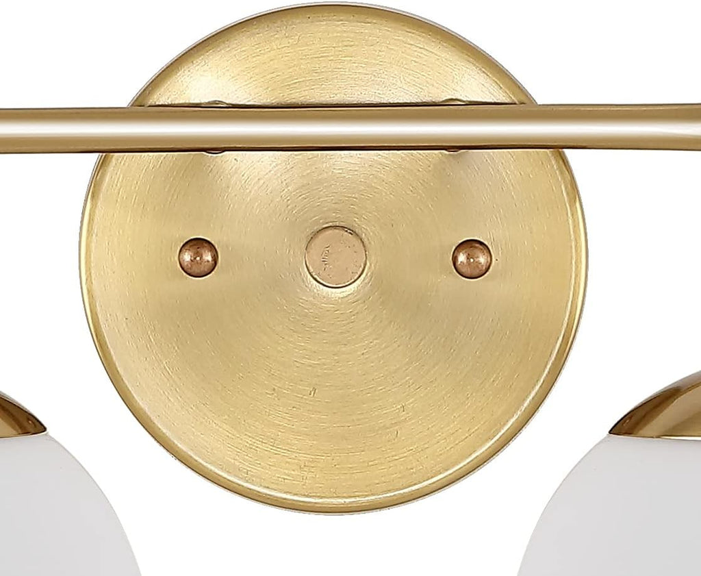JONATHAN Y 25' Gold Painting Modern Globe Wall Sconce Vanity Light for Bathroom, White Frosted Glass Shade, Midcentury Parisian Bistro Wall Lamp, LED Bulb Included (JYL3536A)