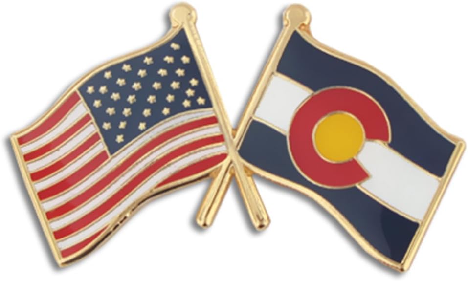 PinMart USA Crossed Friendship American Flag Pin – Gold-Colored Plated Enamel – Clutch Back – Ideal for Events, Awards, Gifts – Durable, Individually Bagged