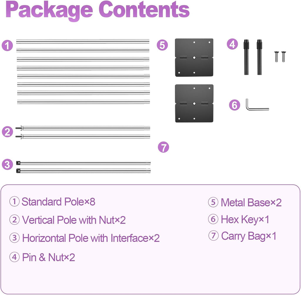 EMART Backdrop Stand Heavy Duty, 10x10Ft Pipe and Drape Backdrop Stand, Stable Background System Kit with 2 Metal Bases, 12 Stainless Steel Poles for Parties, Wedding, Birthday, Photography