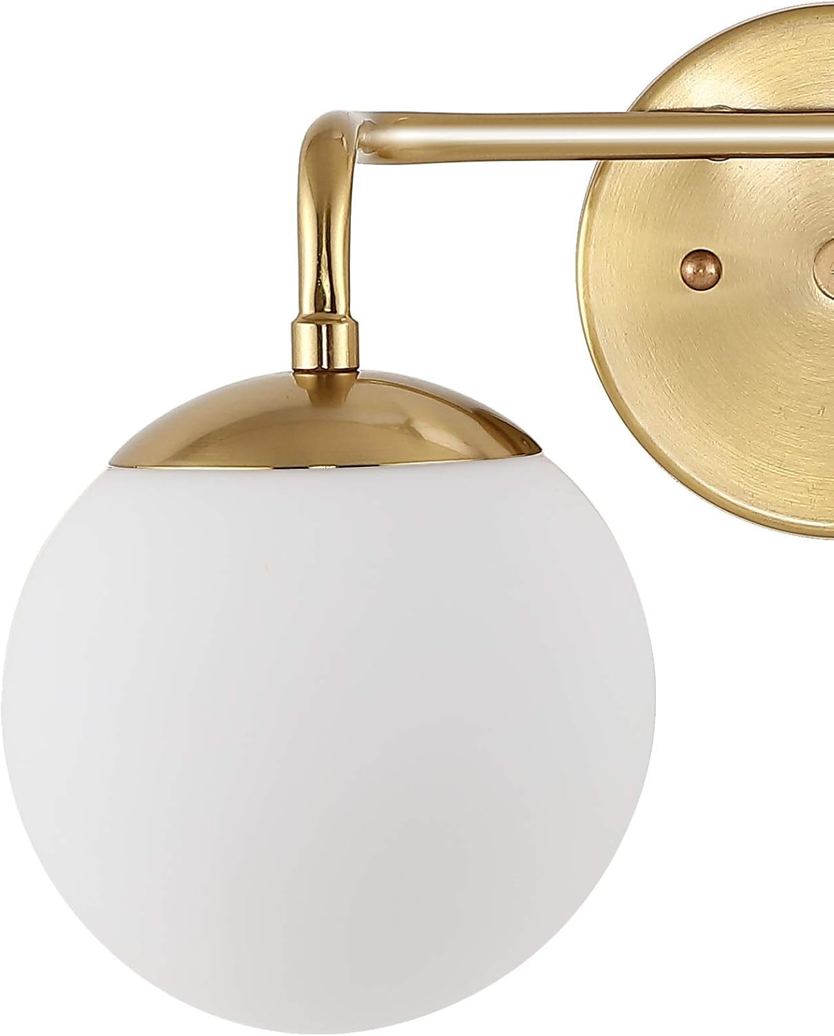 JONATHAN Y 25' Gold Painting Modern Globe Wall Sconce Vanity Light for Bathroom, White Frosted Glass Shade, Midcentury Parisian Bistro Wall Lamp, LED Bulb Included (JYL3536A)