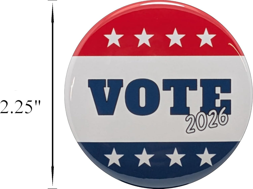 Election button: Vote 2026 variety pack pinback buttons -small, 1.25 inch - bulk pack of 120 pins