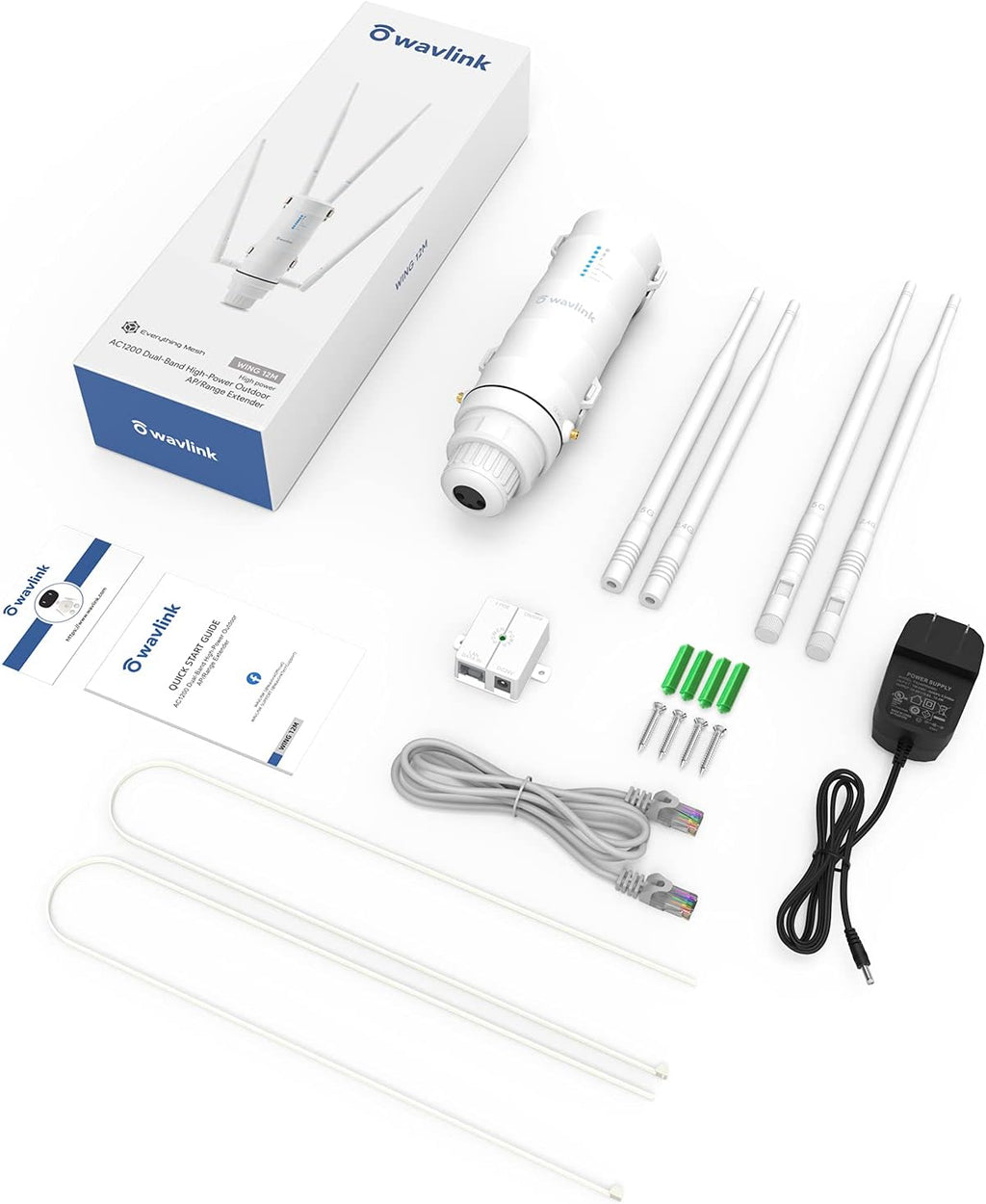 WAVLINK AC1200 Outdoor Wireless High Power Weatherproof WiFi Long Range Extender/AP/Router Mode with Passive POE,Dual Band 2.4+5G Repeater,Gigabit Port, No WiFi Dead Zones for Working from Home