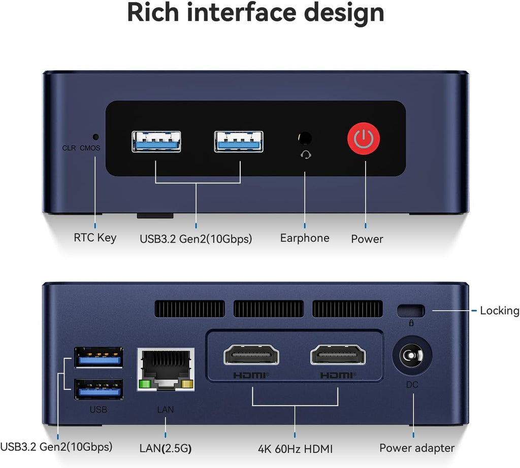 Beelink MINI S12 Mini PC with N95 Processor W-11 Home, 12G LPDDR5 RAM+500G SSD Mini Computer, 2.5G LAN +WiFi5 +BT4.2, Dual Display via 2*HDMI for Office/Home Theater