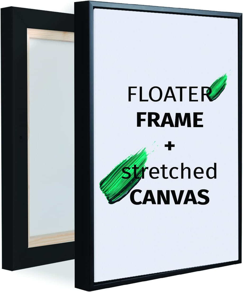 Combo Pack: Floater Frame + 32x32 inch Stretched Canvas for Painting, 1-3/8' Thick Frame + 3/4' Deep Stretched Canvas with 12 oz Primed 100% Cotton Canvas Fabric (Natural Oak, 32 x 32 inch)