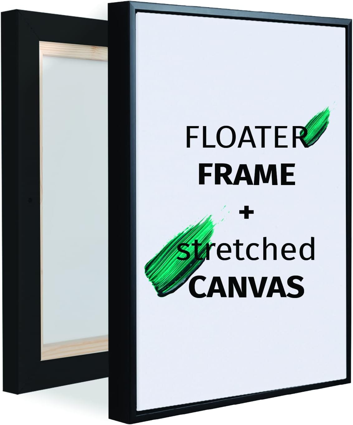 Combo Pack: Floater Frame + 32x32 inch Stretched Canvas for Painting, 1-3/8' Thick Frame + 3/4' Deep Stretched Canvas with 12 oz Primed 100% Cotton Canvas Fabric (Natural Oak, 32 x 32 inch)