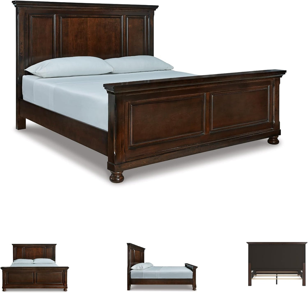 Signature Design by Ashley Porter Traditional King Panel Bed, Foundation or Box Spring Needed, Dark Brown