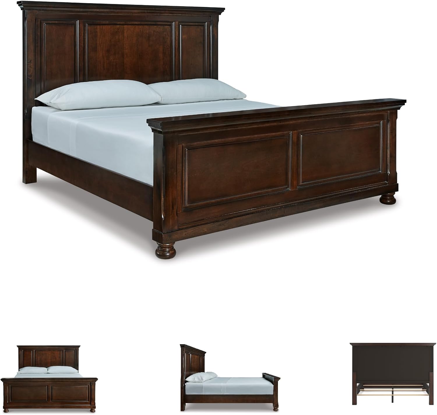 Signature Design by Ashley Porter Traditional King Panel Bed, Foundation or Box Spring Needed, Dark Brown