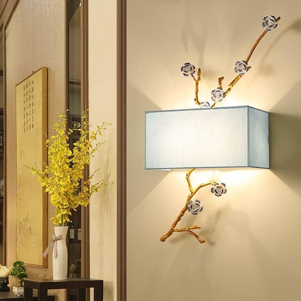 Chinese Style Fabric Wall Lamp Modern Lights Compatible with Home Wall Lighting(Warm White)(Nature White)