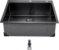 VEVOR 25' Recessed Kitchen Sink 9' Deep Top Mount Single Bowl Kitchen Sink 304 Stainless Steel Sink with Filter Basket Perfect for Home, RV, Laundry Room, Bar
