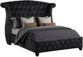 Luxury Bedroom Furniture Set - Modern Elegance with Crystal Tufted Detail, Spacious Storage, Ball Bearing Glides, and Dovetail Drawer Joints (Black,Full Bed)