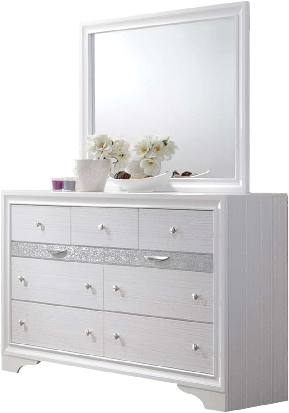 Style Full 4 Storage Bedroom Set Made with Wood in White