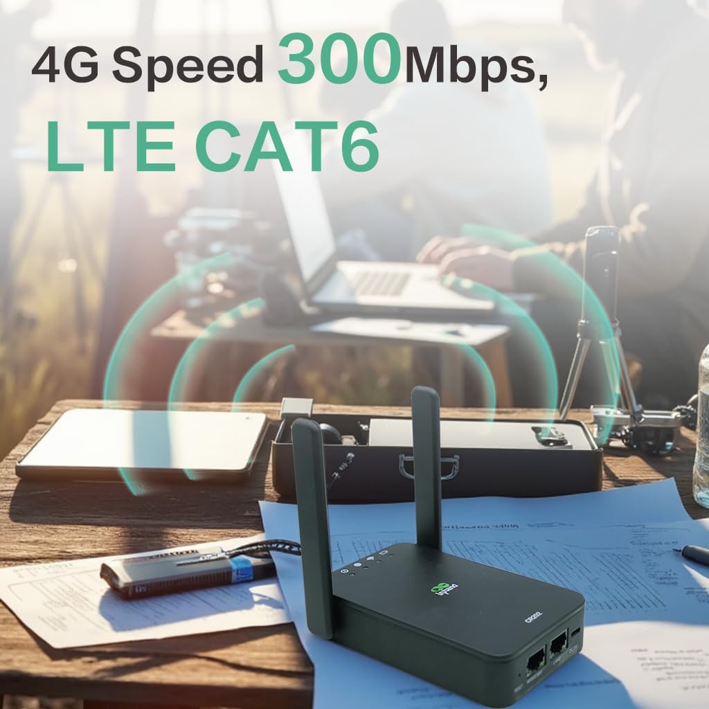 InHand Networks CR202-Lite 4G LTE Router with Battery (3000mAh), Dual Ethernet Ports, for POS & Business,Certified by AT&T/T-Mobile/Verizon, 4G CAT6 Cellular Modem for RV Travel & Camping & Business