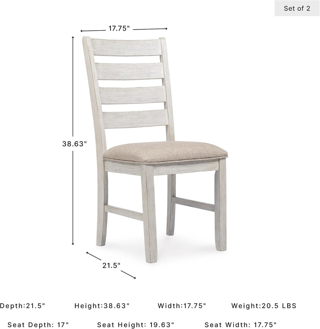Signature Design by Ashley Skempton Modern Farmhouse Dining Room Chair, 2 Count, Ladderback Design, Wood, 17.75' W x 21.5' D x 38.63' H, White and Light Brown