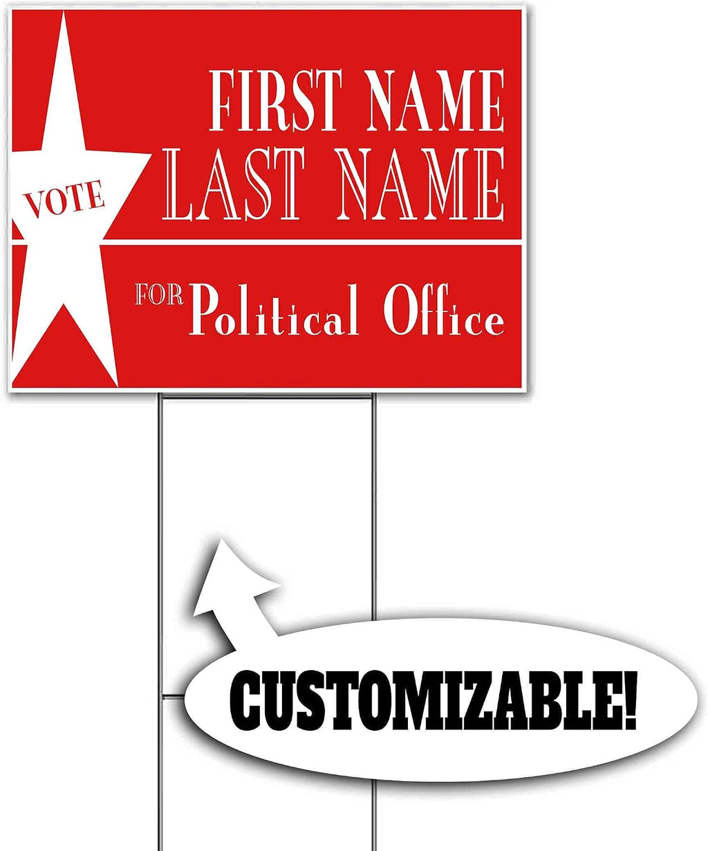 Vote for Political Office Customizable (18' x 24') Yard Sign, Quantity Discounts, Multi-Packs, Includes Metal Step Stake, Bandit, New, Advertising, USA