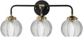 Bathroom Vanity Light Clear Glass Globe Wall Light Fixture Ribbed Glass Shade Mid Century Wall Sconce Lights Fixtures Over Mirror Modern Art Deco Sconces Farmhouse Bathroom Lighting