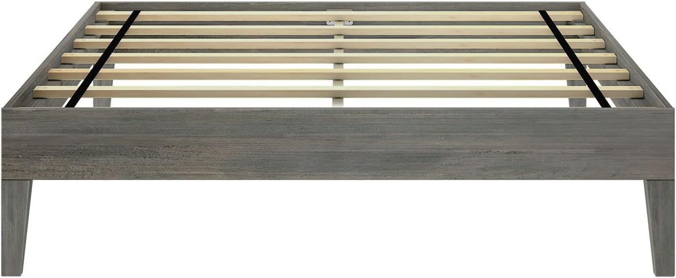 Plank+Beam Solid Wood Platform Bed Frame, Strong Wood Slat Support, No Box Spring Needed, Easy Assembly, Driftwood, Full