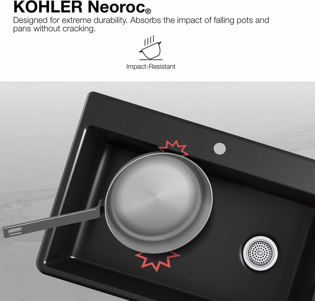 Kohler 28000-CM7 Cairn® 27-1/2' undermount single-bowl kitchen sink, Matte Graphite