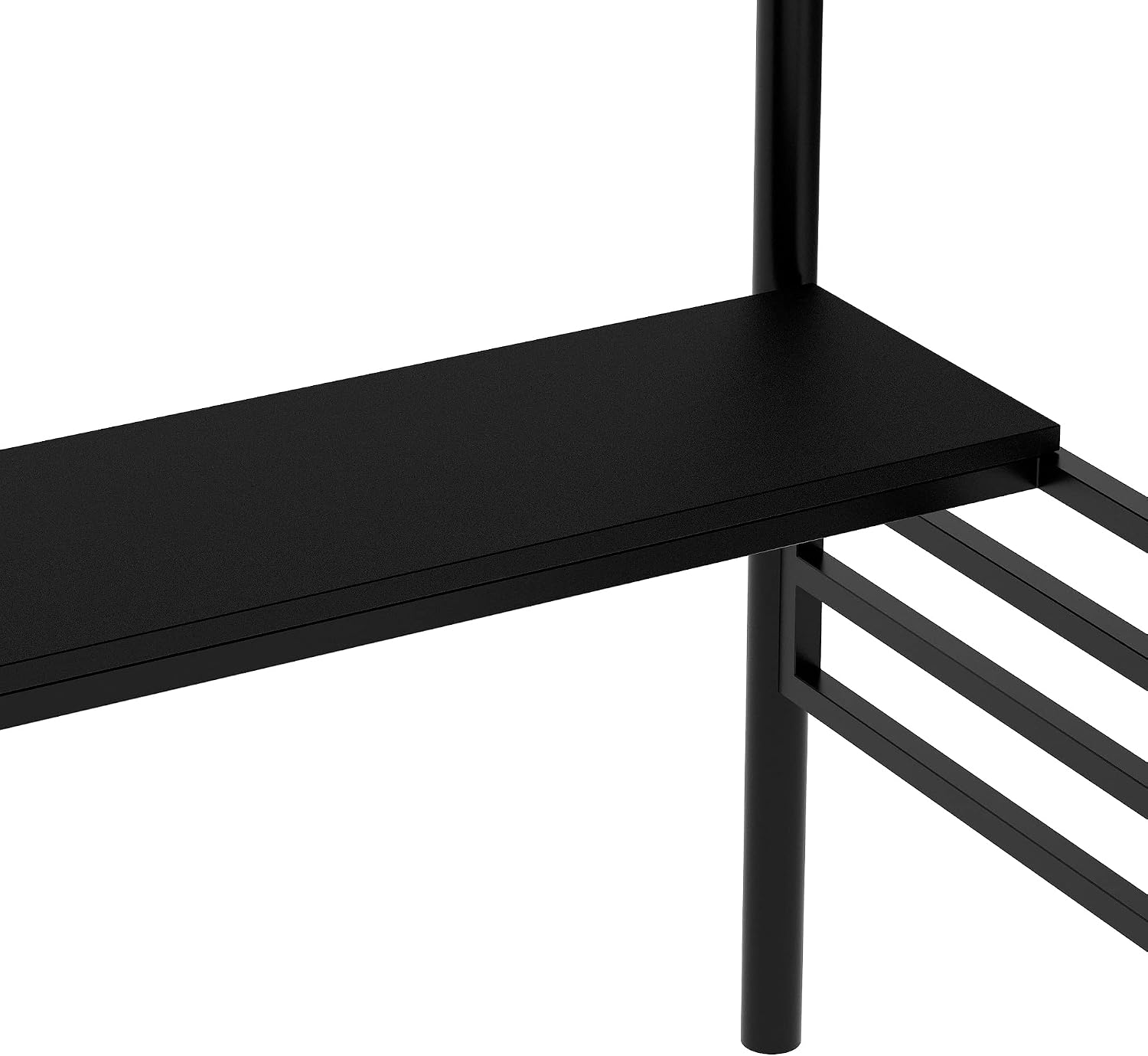 Twin Size Metal Loft Bed Frame with Desk,Bed Designed W/Full-Length Metal Desk Surface,No Box Spring Needed,for Bedroom,Black