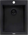 Ruvati 16 x 20 inch epiGranite Drop-in Topmount Granite Composite Quartz Single Bowl Wet Bar Prep Sink - Midnight Black - RVG1016BK