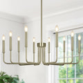 Lynnoland Brass 10-Light Farmhouse Chandelier for Dining Room Lighting Fixtures Hanging, Vintage Candle Pendant Light Fixtures Chandelier for Bedroom, Foyer and Living Room