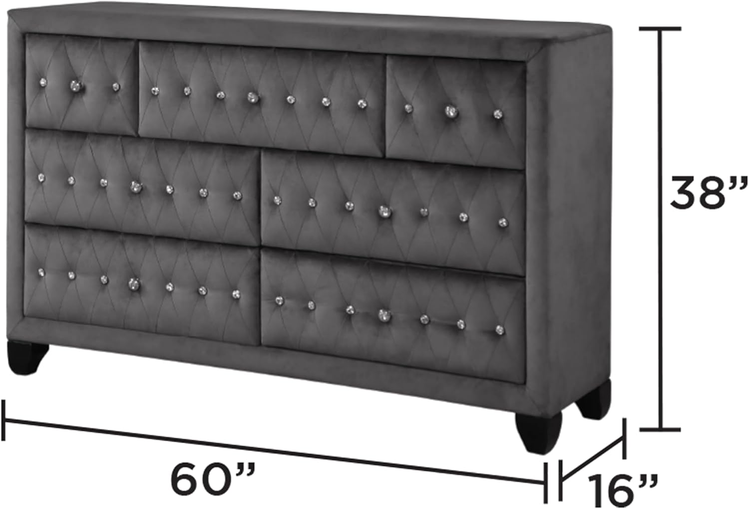GOWE Sophia Full 5 Pc Upholstery Bedroom Set Made with Wood in Gray(CA Inventory)