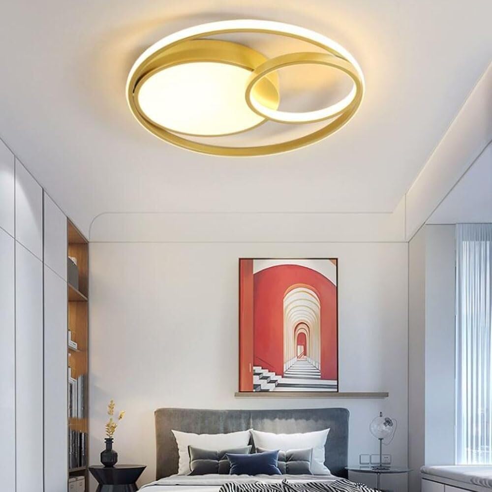 Fashionable Flat Ceiling Light Modern Flush Mount Lighting Ceiling Lamp 3 Color Temperatures Ceiling Light Fixture for Living Room Bedroom Dining Room Kitchen Study Room Corridor(Gold,50cm)