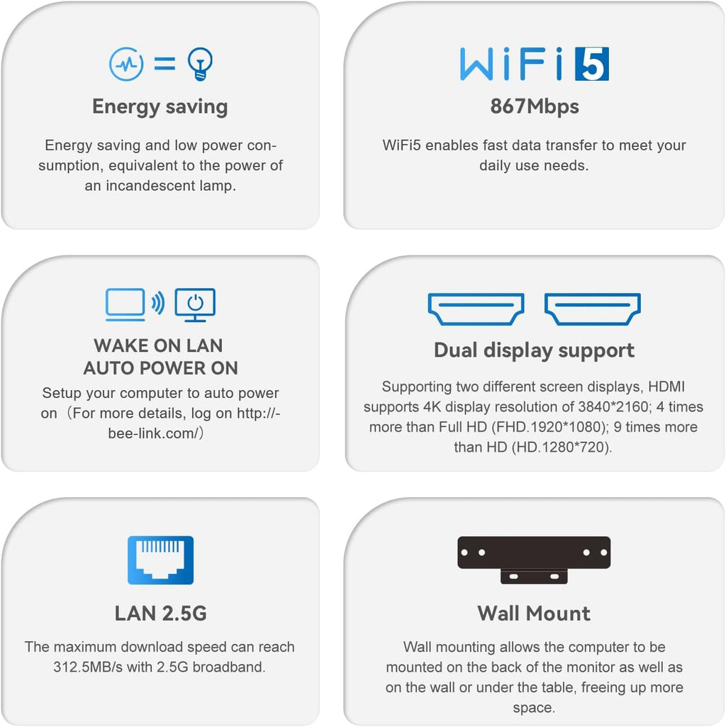 Beelink MINI S12 Mini PC with N95 Processor W-11 Home, 12G LPDDR5 RAM+500G SSD Mini Computer, 2.5G LAN +WiFi5 +BT4.2, Dual Display via 2*HDMI for Office/Home Theater