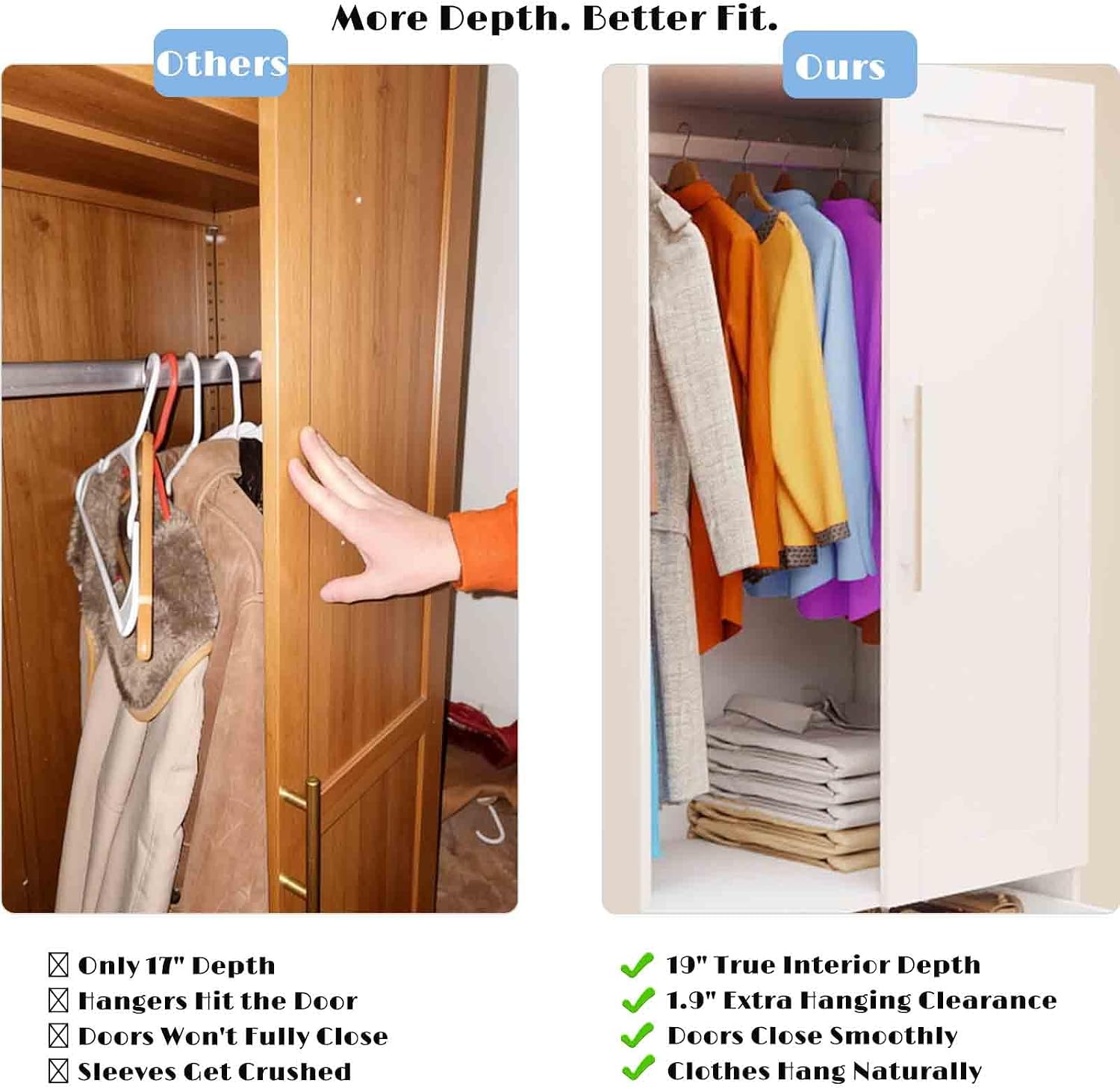 Armoire Wardrobe Closet with 3 Deep Drawers and Doors 71' Clothing Storage Cabinet with Hanging Rod Wooden Wardrobe Cabinet for Bedroom, Large Capacity Storage White