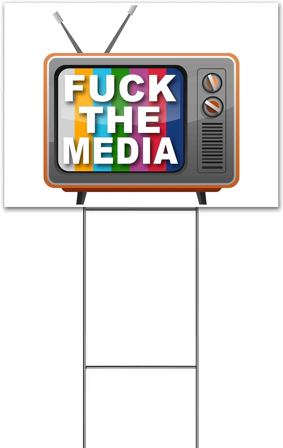 F The Media (18' x 24') Yard Sign, Quantity Discounts, Multi-Packs, Includes Metal Step Stake, Bandit, Lawn Sign, Advertising, USA | Political, Politics, Television, Technology, Anti-Media