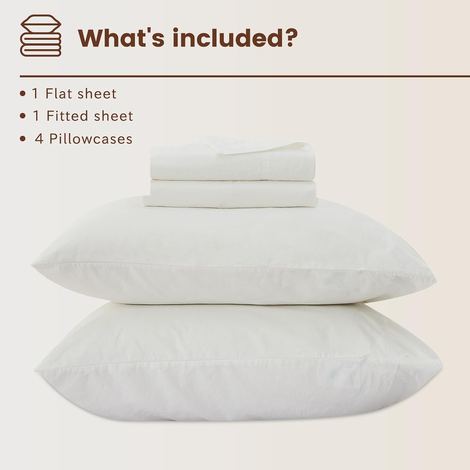 Bedlifes 100% French Flax Linen Sheets Set King Size - 6 Piece Extra Deep Pocket 18-24',Soft Breathable King Bed Sheets with Temperature Regulating & Moisture-Wicking(White
