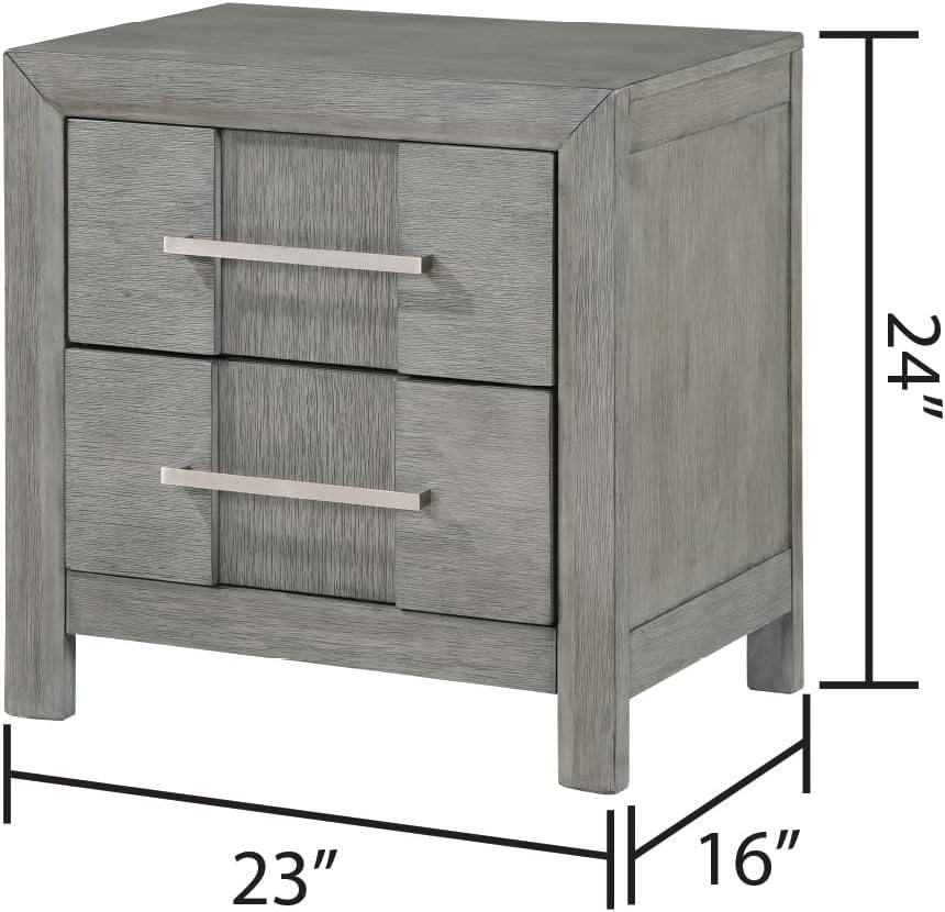 Modern Style Full 4PC Storage Bedroom Set Made with Wood, LED Headboard, Bluetooth Speakers USB Ports Grey