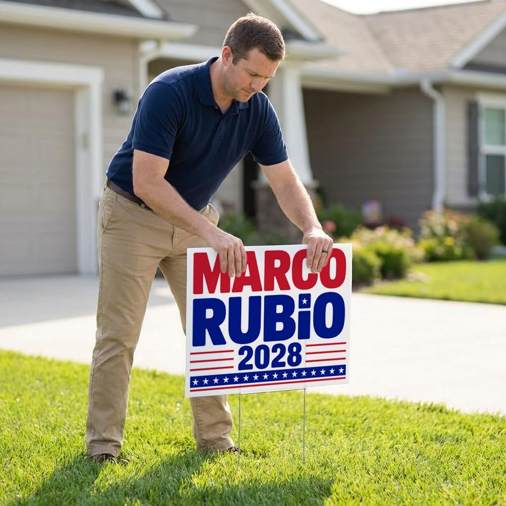 Marco Rubio 2028 Yard Sign 18x24 Double-Sided Political Campaign Lawn Signs with Metal Stakes, Waterproof Corrugated Plastic (5)