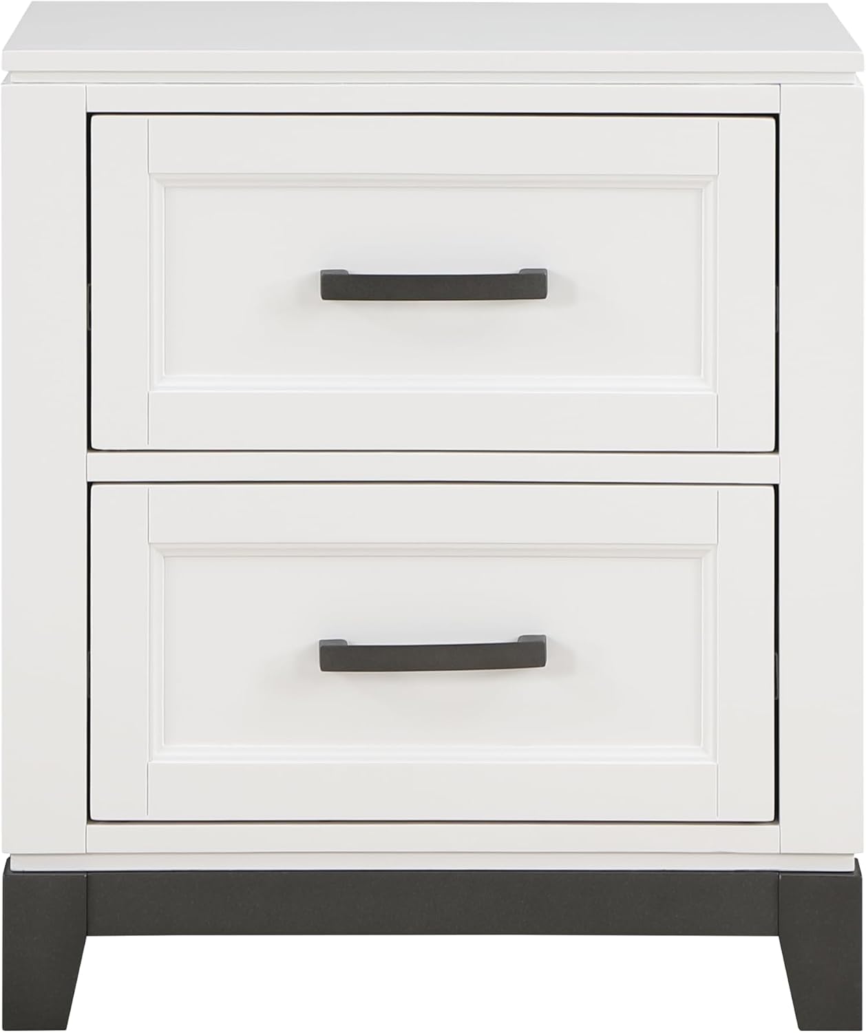 White Finish Bedroom Furniture Set Full Size 6pcs Platform Bed with Drawers Transitional Style