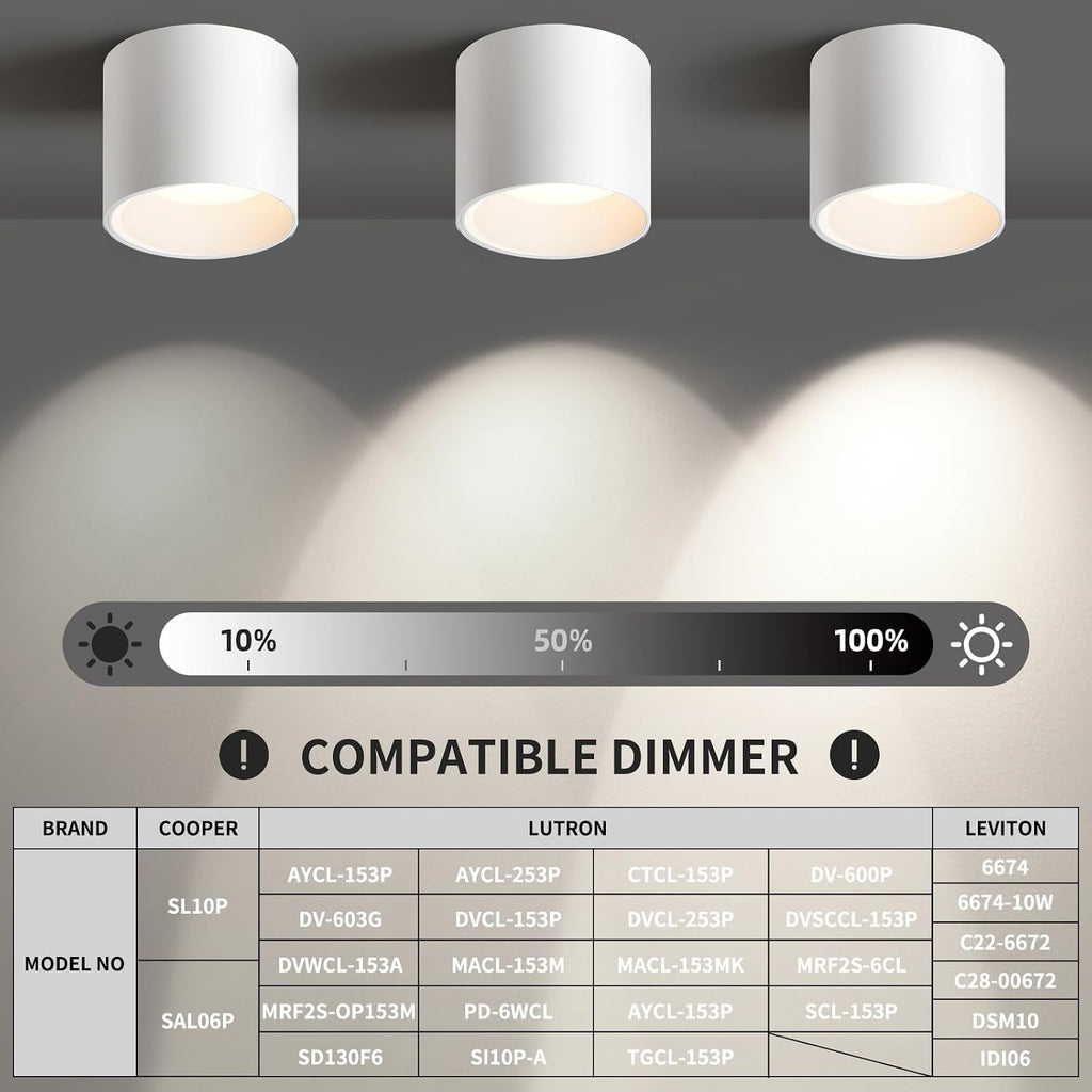 OKELI White Flush Mount Ceiling Light Fixtures for Hallway Entryway, 20W 1800LM 3000K-6000K Dimmable Close to Ceiling-Lighting, Modern LED Cylinder Ceiling-Lamps for Dining Room Living Room, 3Pack